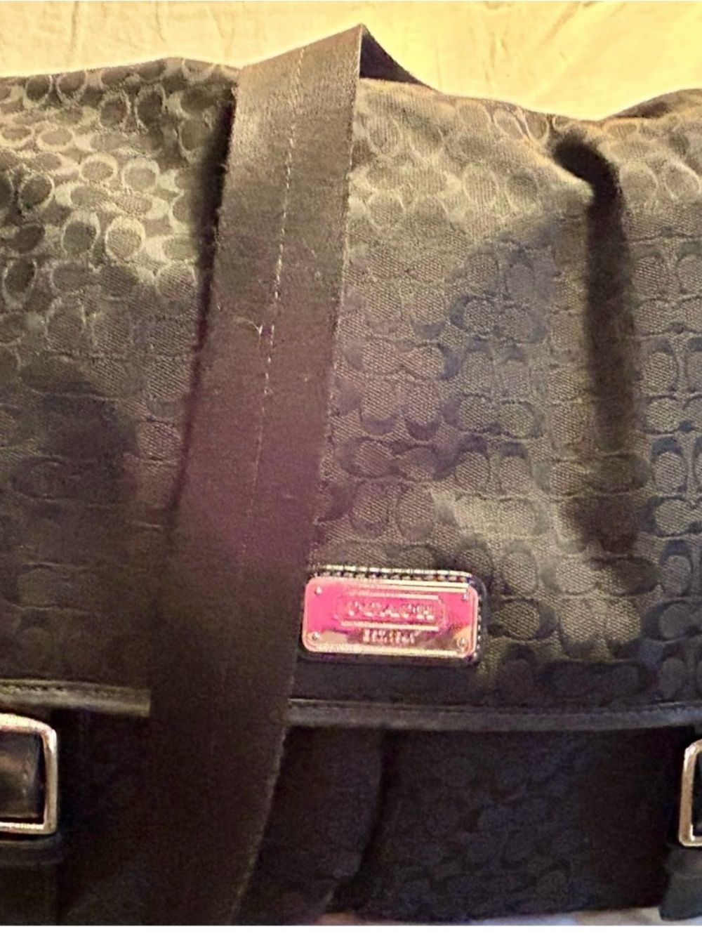 Coach Black Signature Canvas Messenger Satchel - Picture 2 of 4
